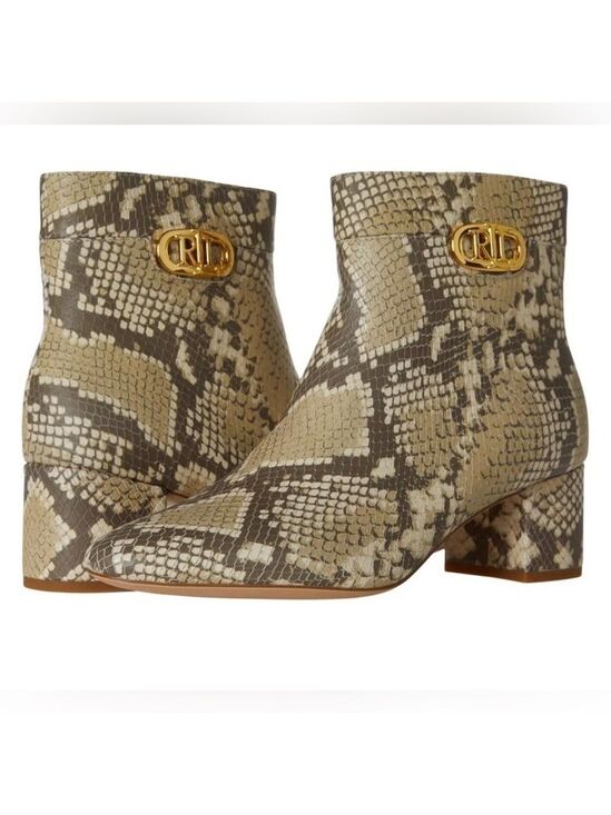 Ralph Lauren Shoes - Nib Ralph Lauren Wynne II Python Embossed Leather Block Heel Booties Boots